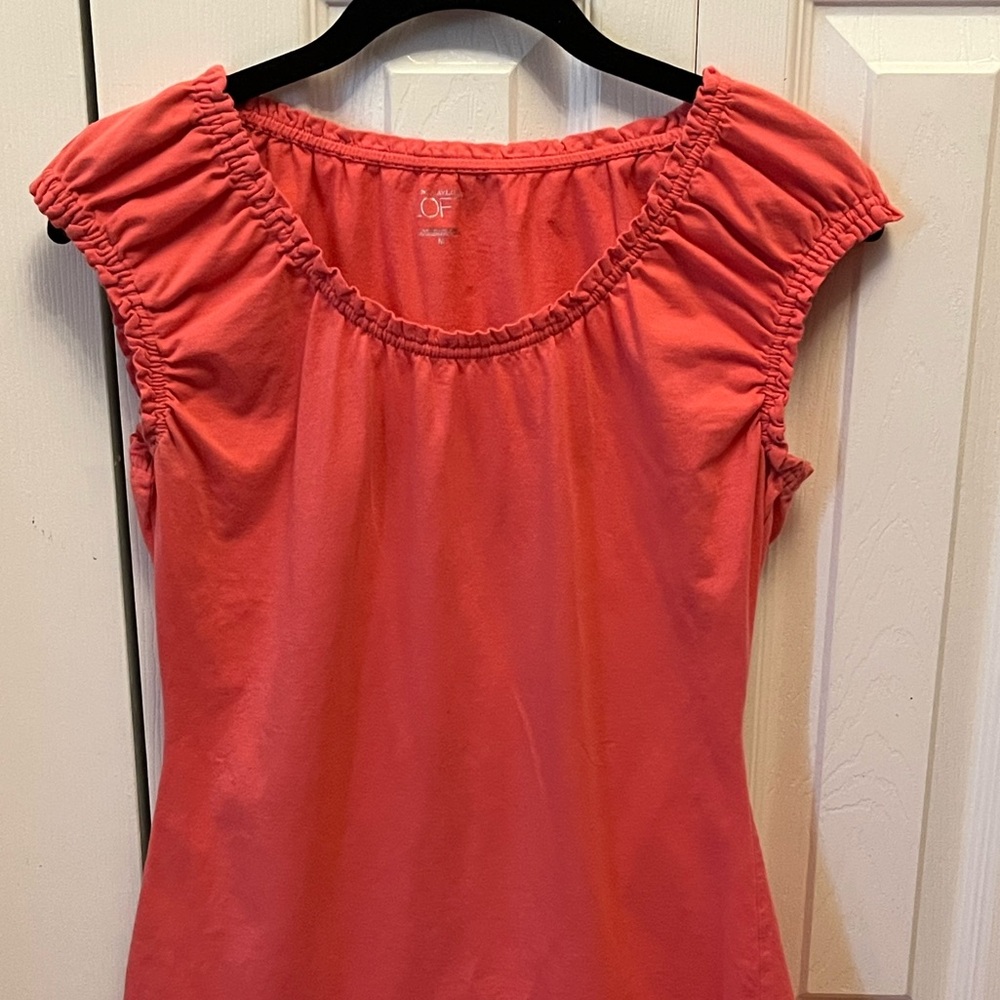 LOFT Short Sleeve Top in Vibrant Coral